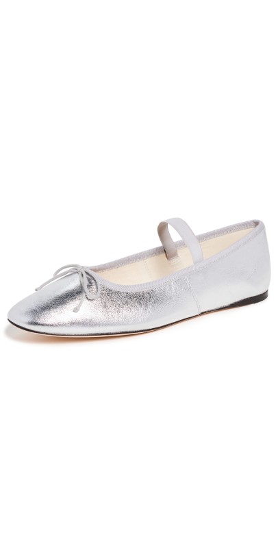Loeffler Randall Leonie Soft Ballet Flats Silver