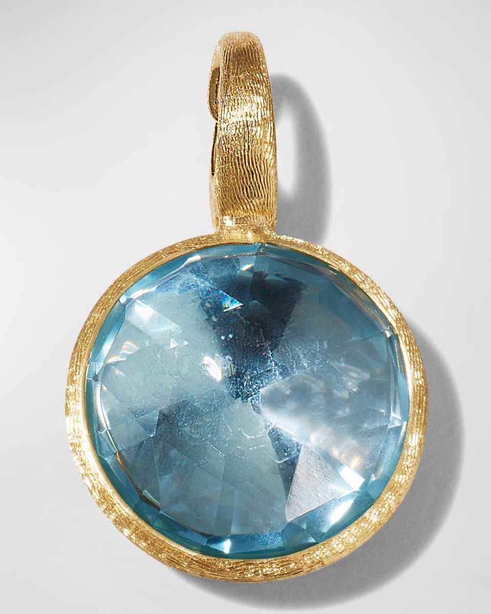 18k Jaipur Yellow Gold Small Blue Topaz Pendant
