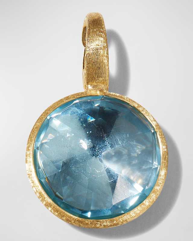 18k Jaipur Yellow Gold Small Blue Topaz Pendant