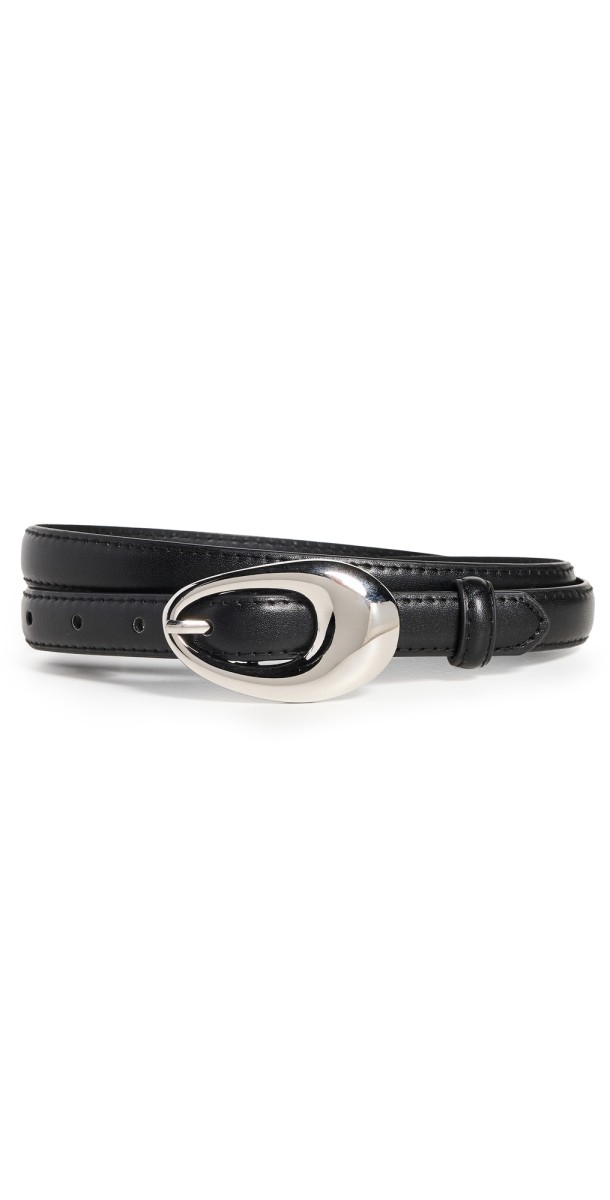 SHASHI Oval Buckle Belt Black/Silver