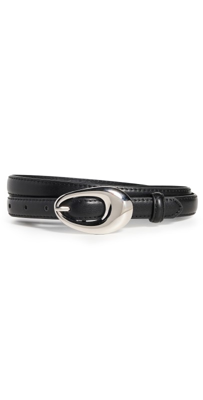 SHASHI Oval Buckle Belt Black/Silver