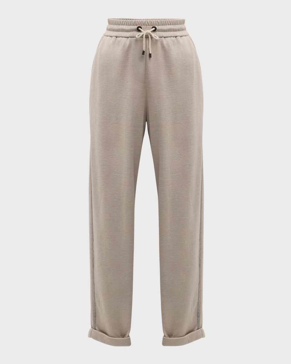 Monili Side-Stripe Cotton-Silk Ankle Joggers