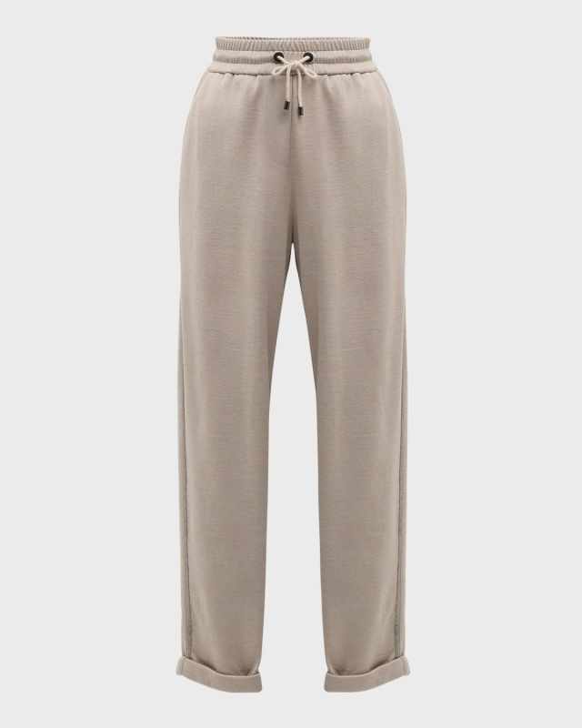 Monili Side-Stripe Cotton-Silk Ankle Joggers