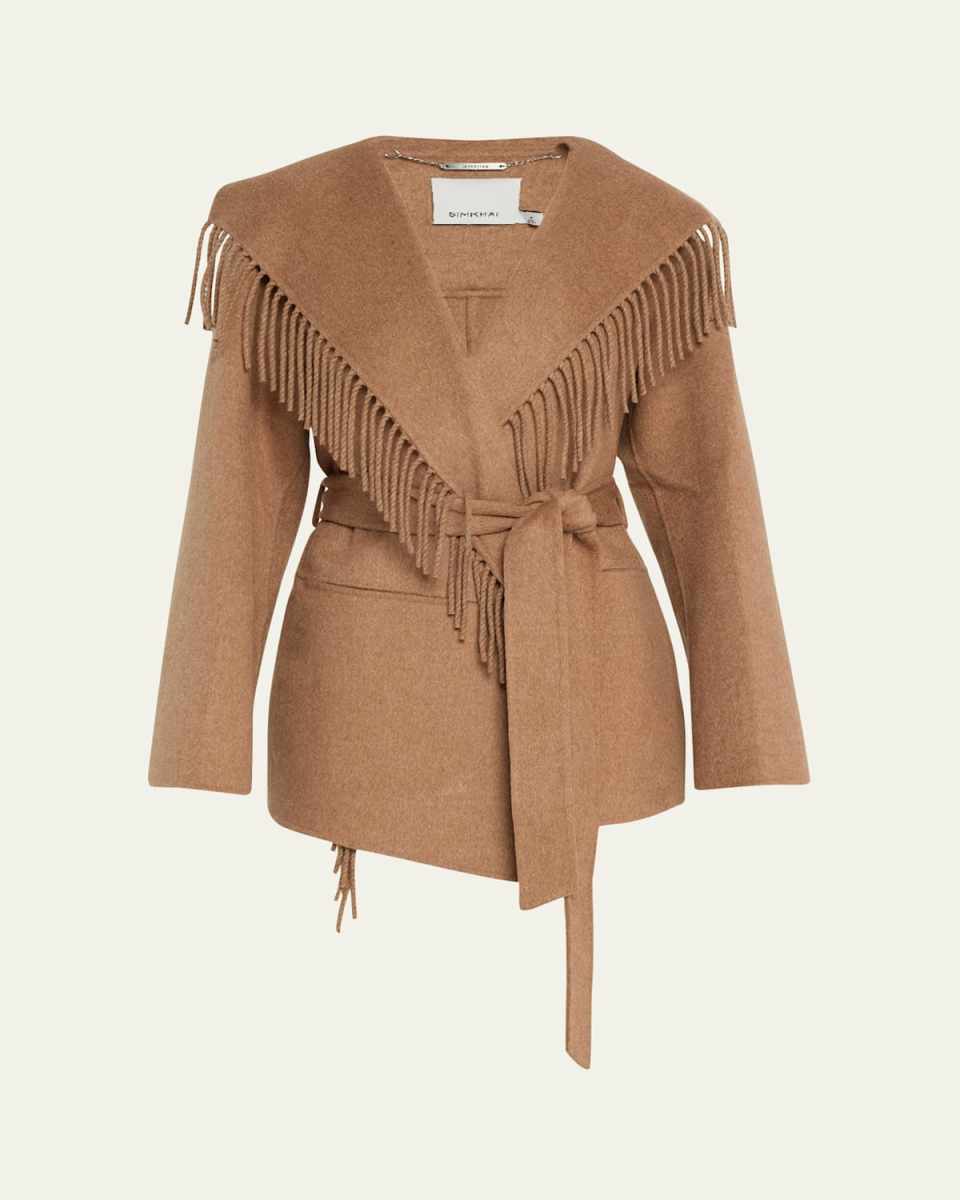 Rowen Fringe Belted Wool-Blend Jacket
