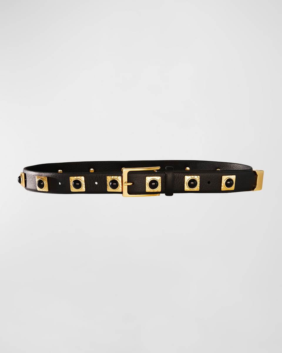 No. 2 Onyx Studded Leather Belt