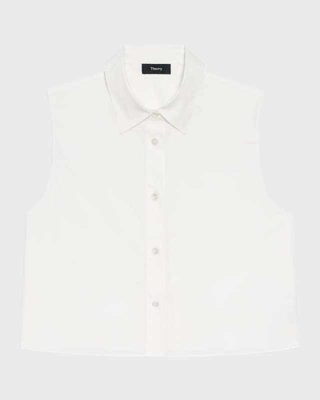 Cropped Sleeveless Cotton Shirt