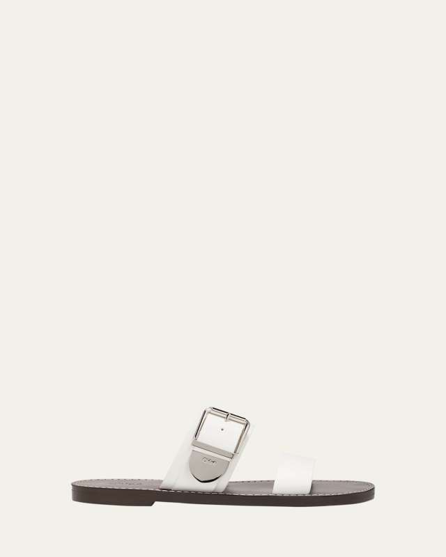 Rebecca Leather Buckle Slide Sandals