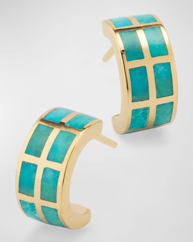 Dash Rectangle Gemstone Huggie Earrings