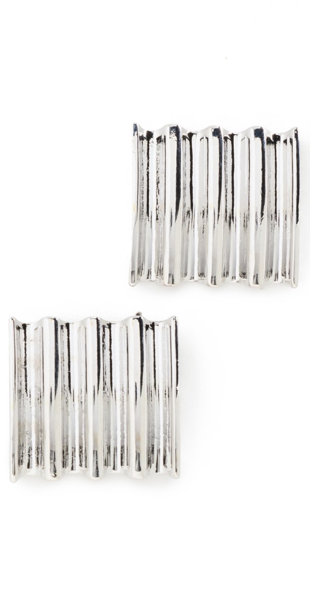 By Adina Eden Ear Stud Earrings Silver