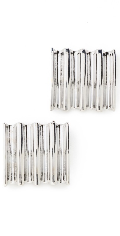 By Adina Eden Ear Stud Earrings Silver