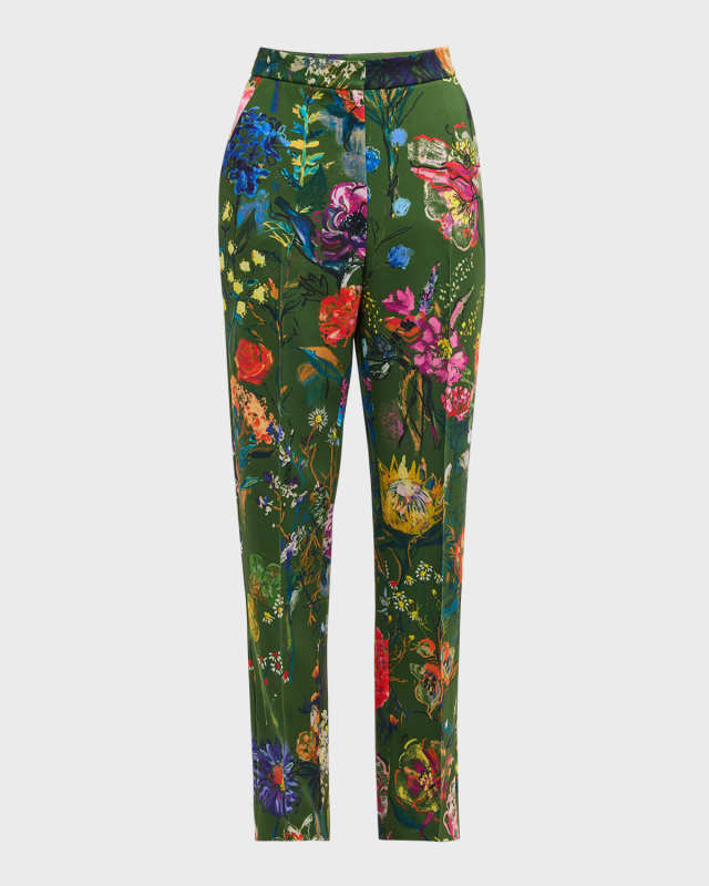 Demi Floral-Print Straight-Leg Ankle Pants