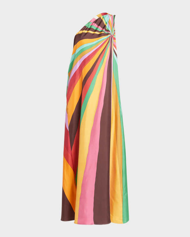 Roy Starburst Striped One-Shoulder Maxi Dress