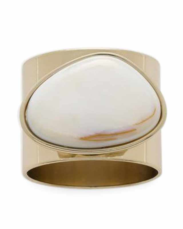 Gilt Edge Shell Napkin Rings, Set of 2