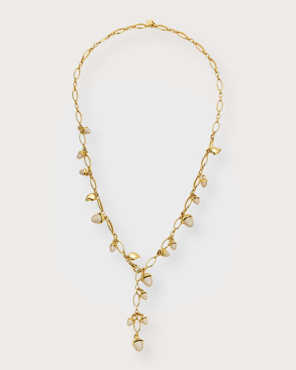 18K Mikado Diamond Pave Acorn Y-Necklace, 56cm