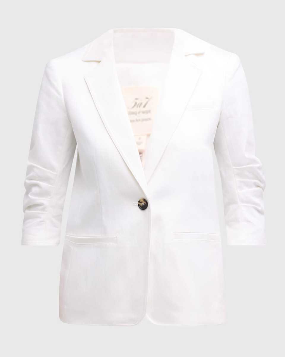 Khloe 3/4-Sleeve White Denim Blazer