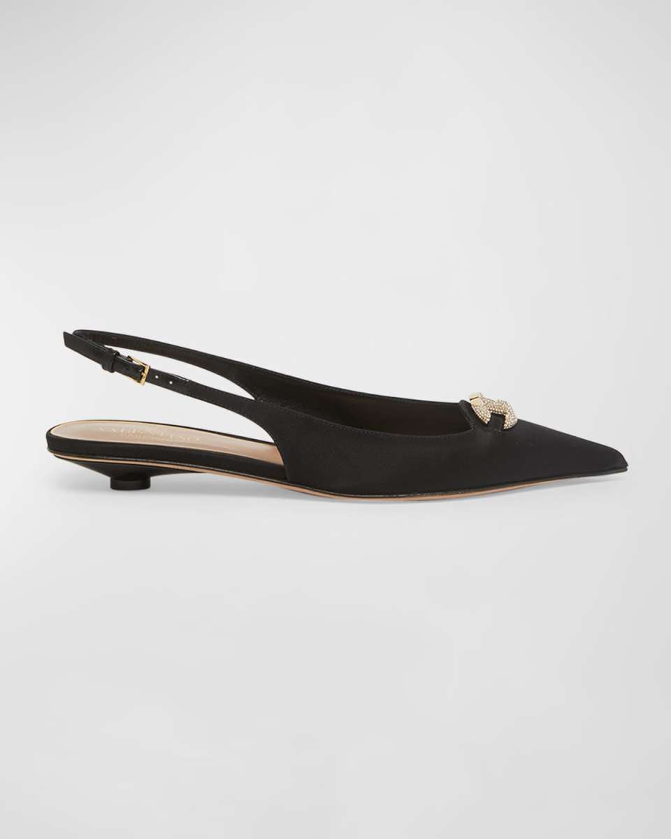 VLogo Embellished Medallion Slingback Flats