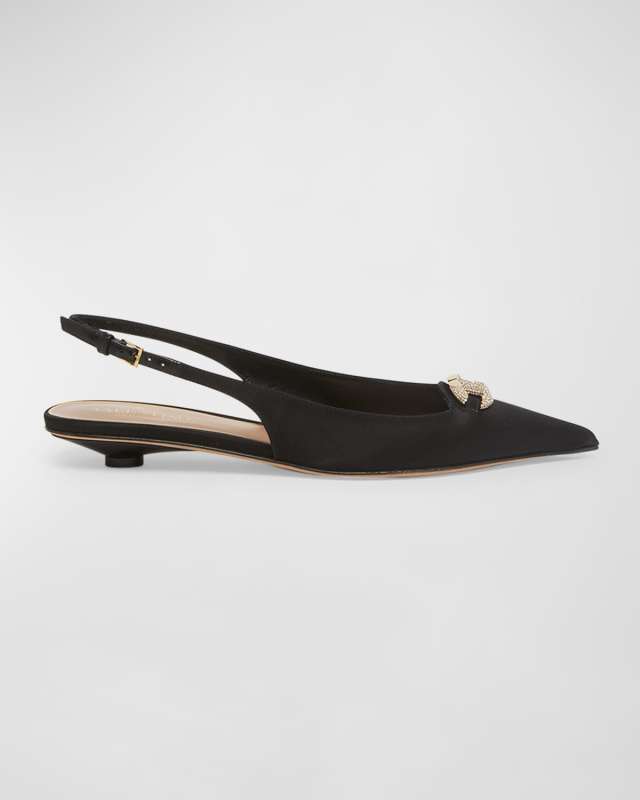 VLogo Embellished Medallion Slingback Flats