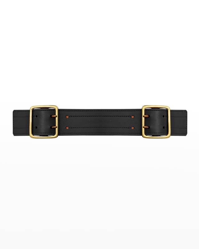 La Radieuse Double-Buckle Leather Belt