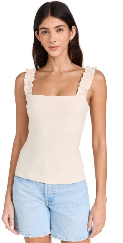 Susana Monaco Ruffle Strap Top Belgian Crème
