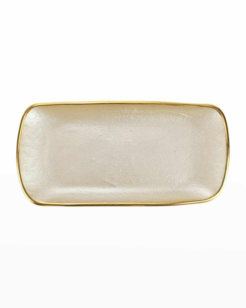Metallic Glass Pearl Rectangular Tray