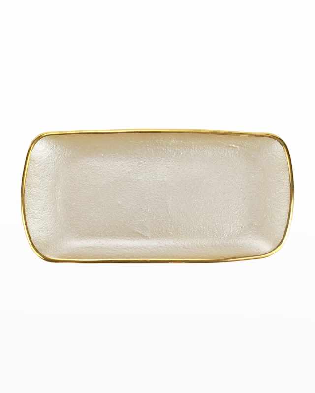 Metallic Glass Pearl Rectangular Tray