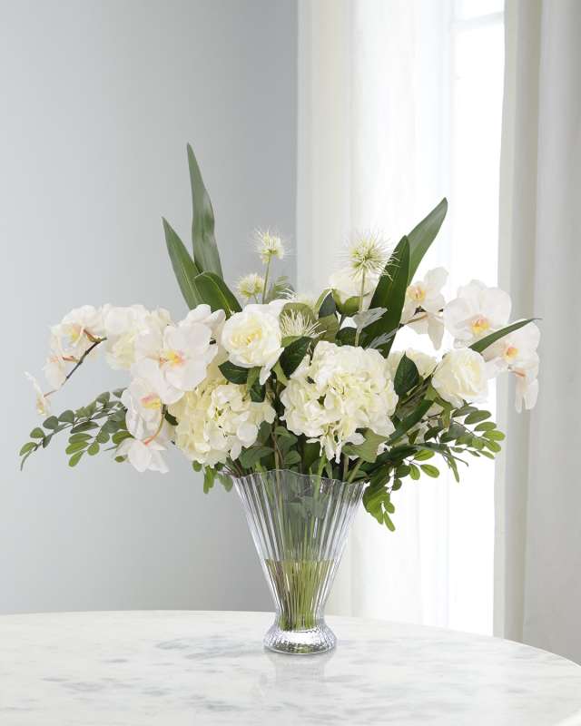 Pastel Garden 30" Faux Floral Arrangement in Glass Vase