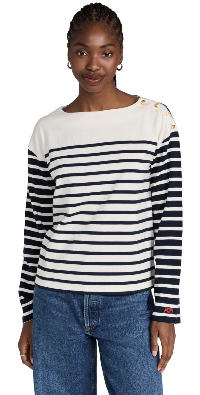 rag & bone Bardot Stripe Long Sleeve Shirt Ivory Stripe
