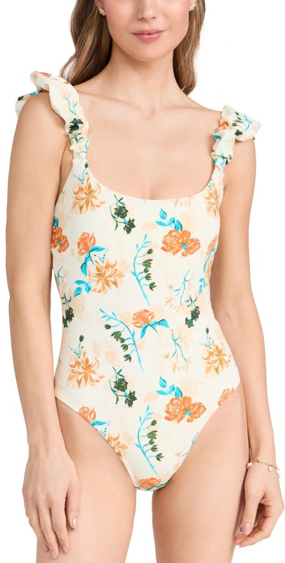 Solid & Striped The Valencia One Piece Floral Print (Brule)