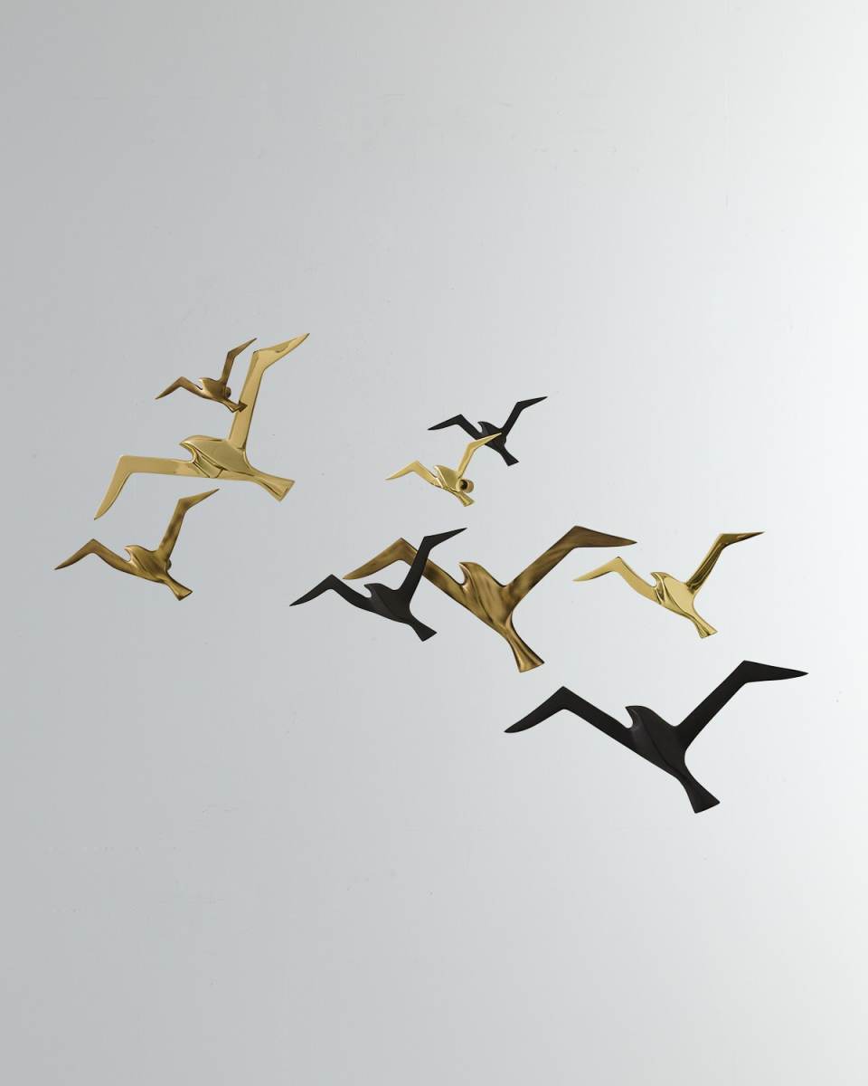 Metallic Flock Wall Decor, Set of 3