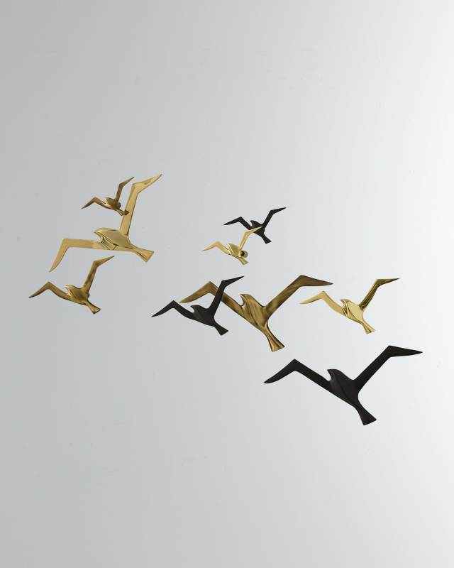 Metallic Flock Wall Decor, Set of 3