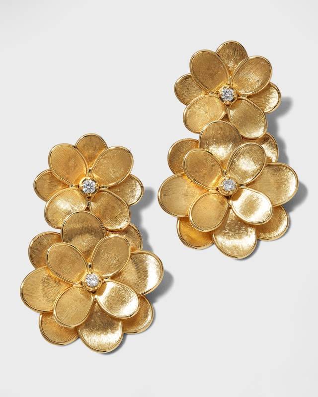 18k Petali Drop Earrings w/ Diamonds