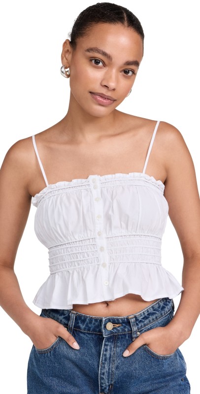 Madewellally Top Crinkle Poplin Eyelet White