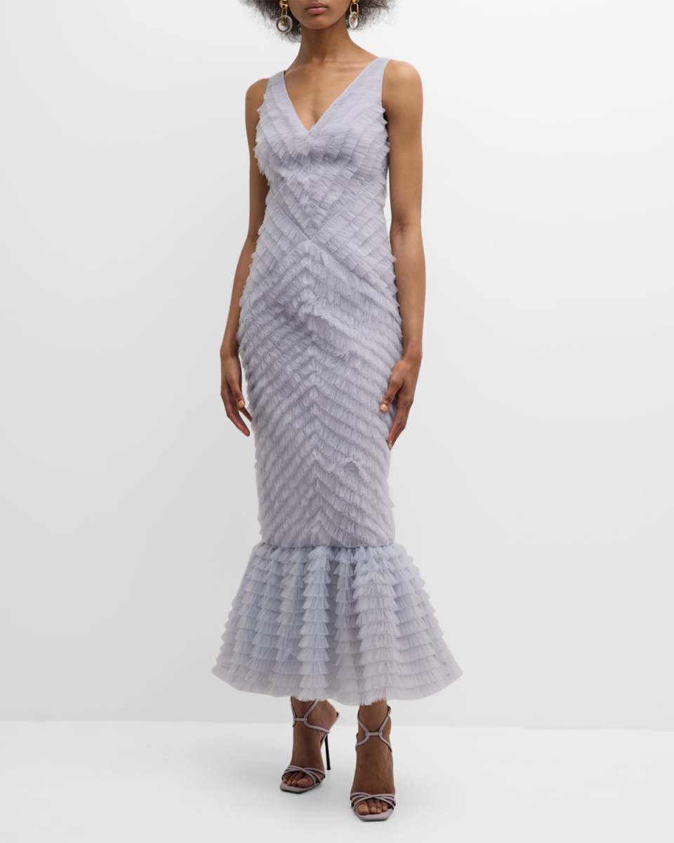 Janina Tiered Ruffle Sleeveless Mermaid Maxi Dress