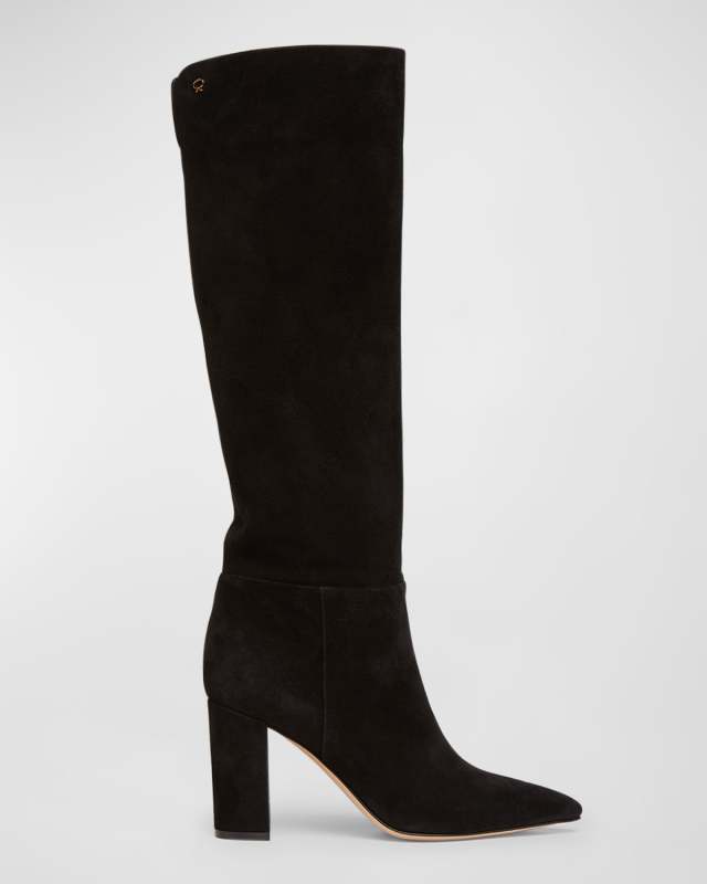 Piper Suede Block-Heel Knee Boots