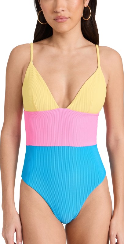 Beach Riot Wren One Piece Coral Reef Colorblock