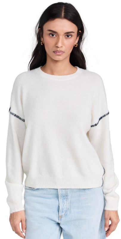 SUNDRY Oversized Sweater White/Navy
