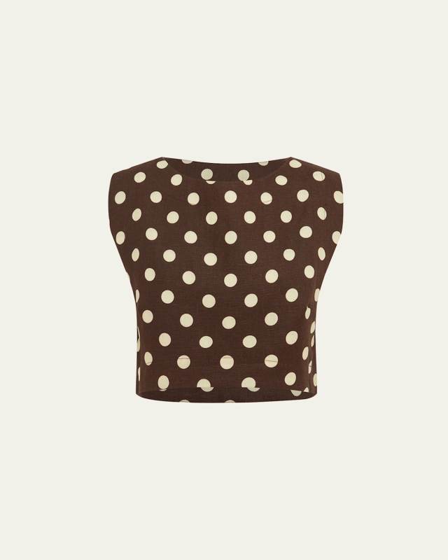 Martina Polka Dot Linen Crop Top