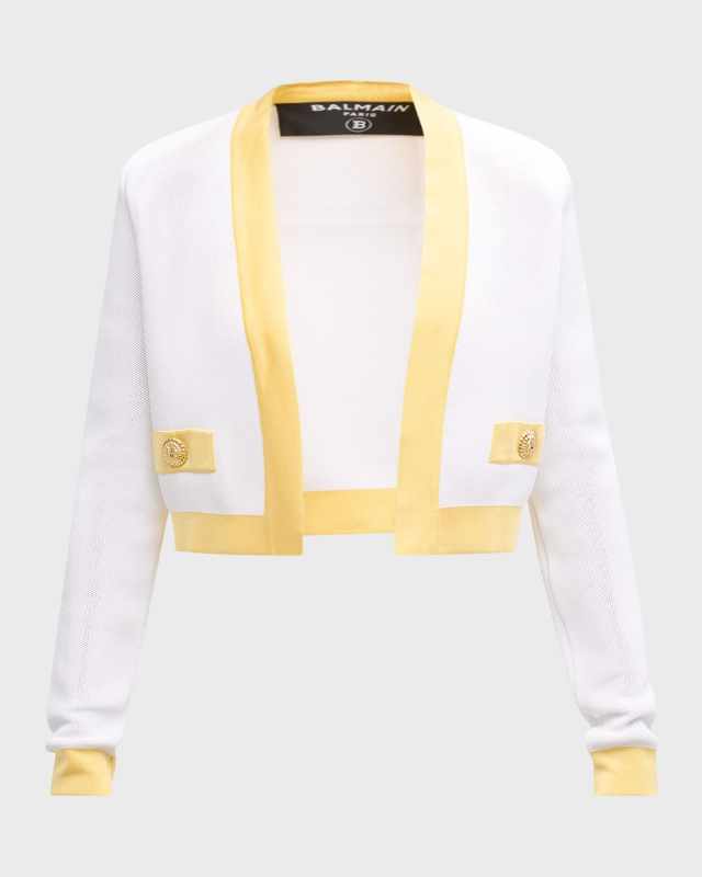 2-Pocket Crop Knit Open Jacket