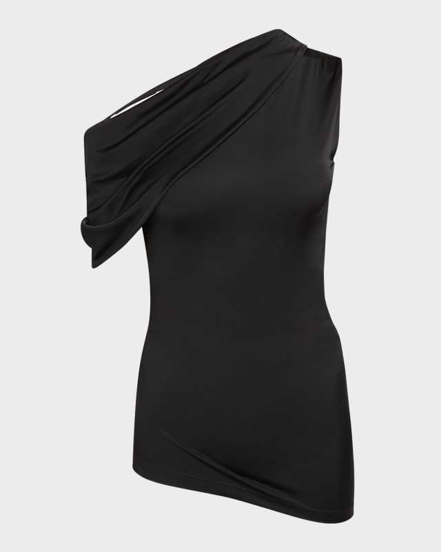 Asymmetric One-Shoulder Draped Top