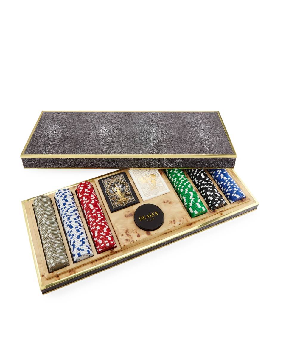 Faux Shagreen Poker Set