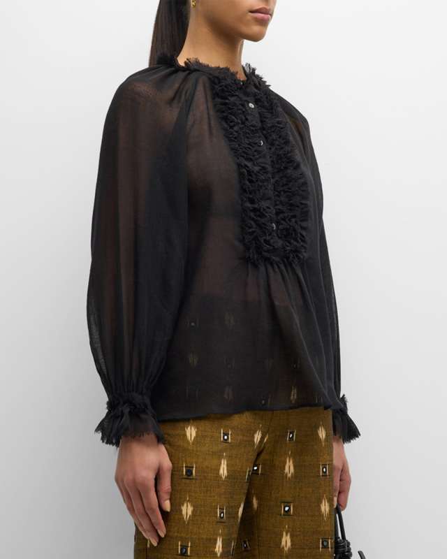 Bardot Sheer Wool Gauze Poet Blouse