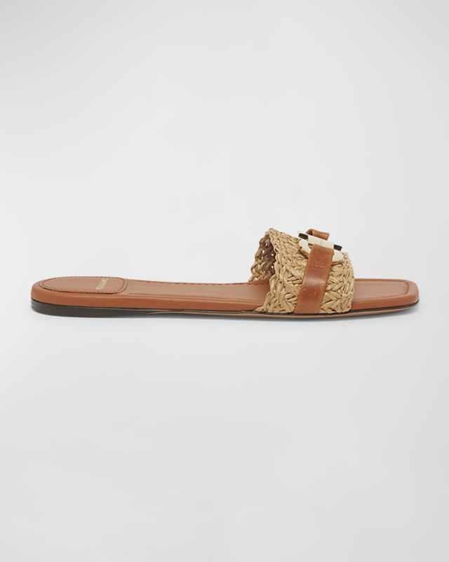 Leah Woven Bit Strap Slide Sandals