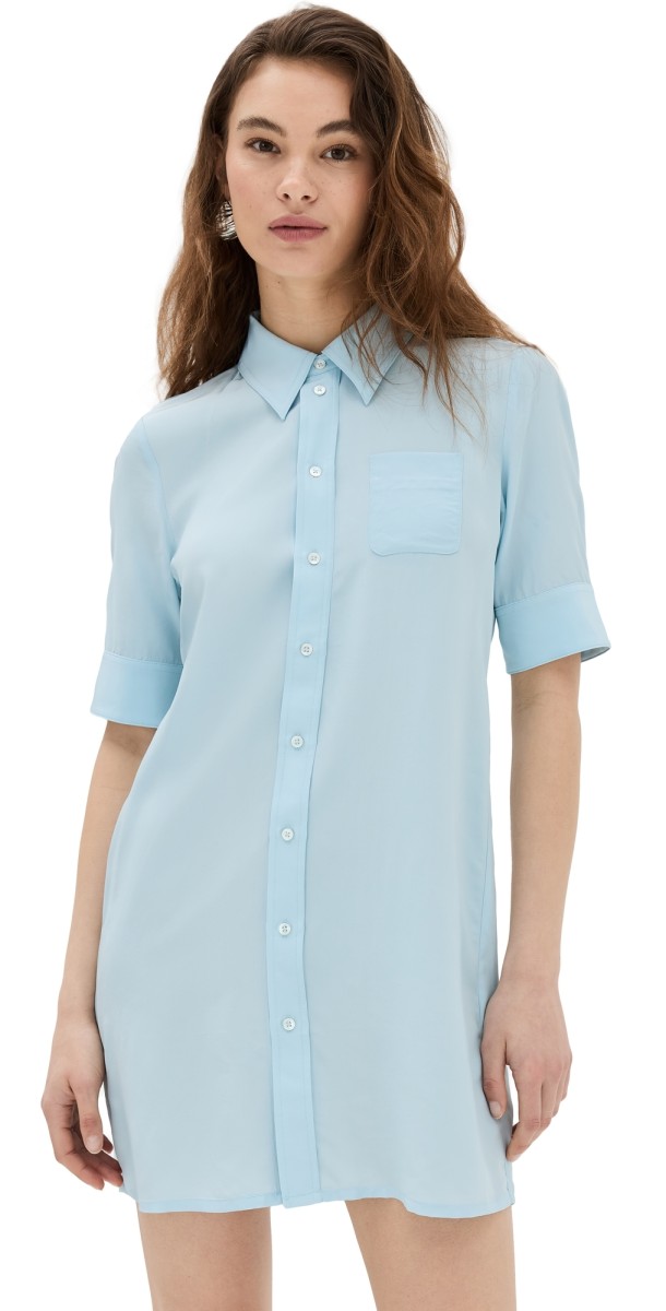 CO Short Sleeve Shirt Dress Blue