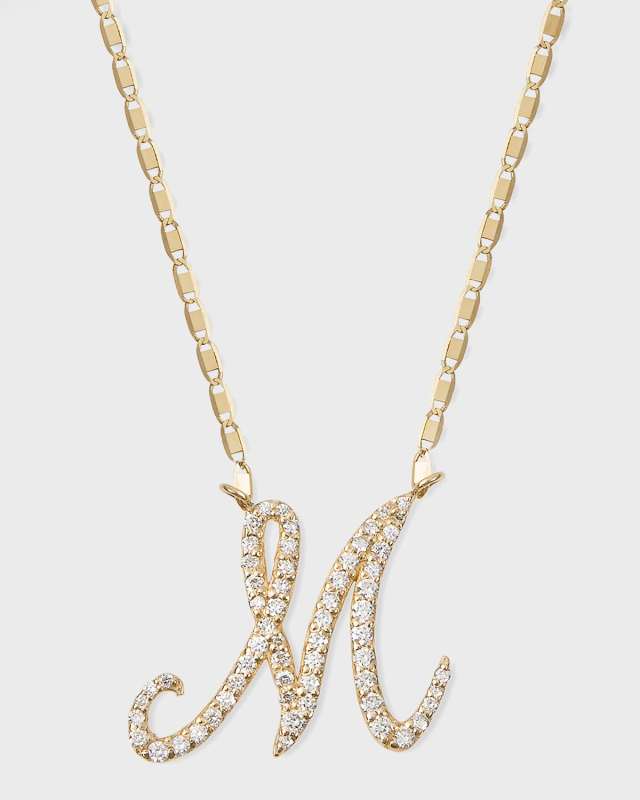 Small Flawless Malibu Diamond Initial Necklace, A-