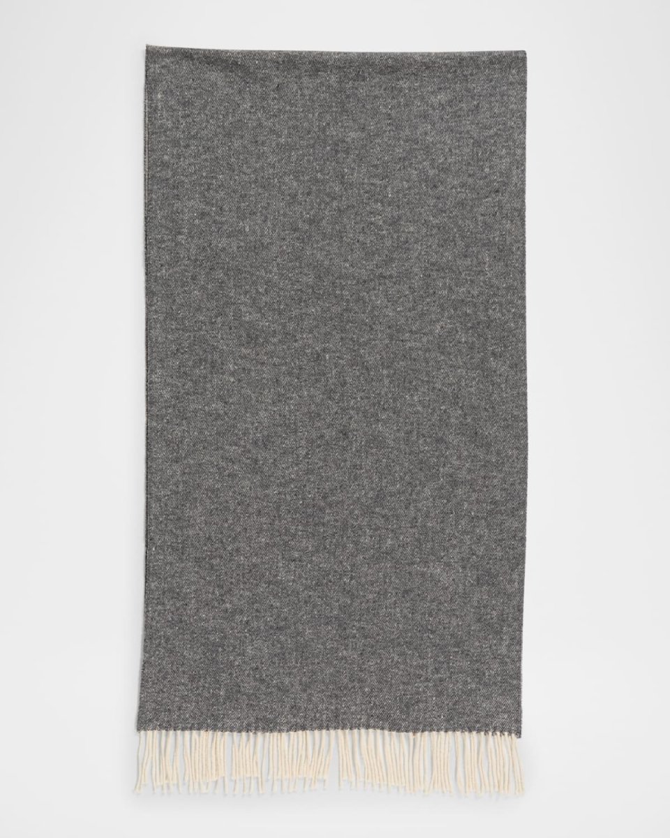 Brushed Recycled Cotton & Cashmere Fringe Scarf