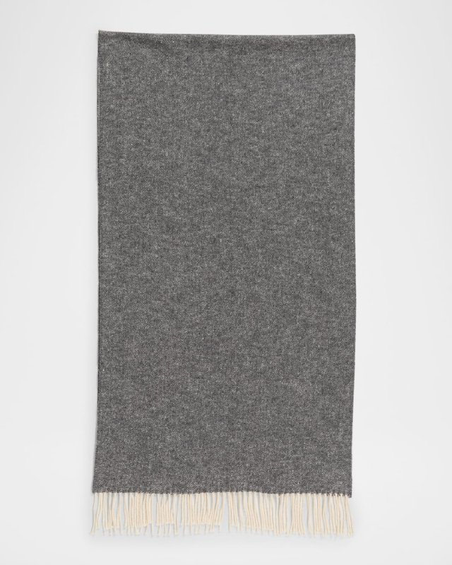 Brushed Recycled Cotton & Cashmere Fringe Scarf