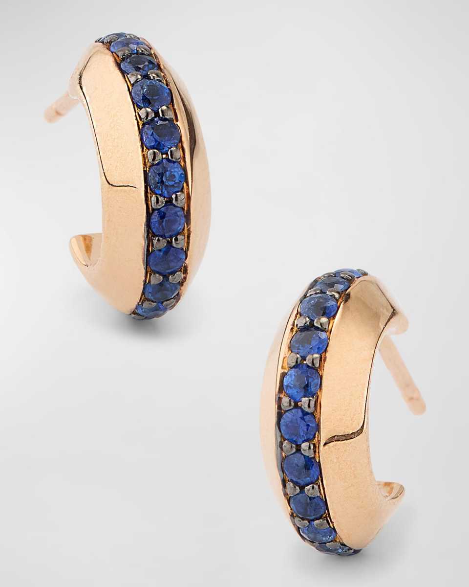 Grant 18K Rose Gold and Blue Sapphire Knife Edge Huggie Earrings