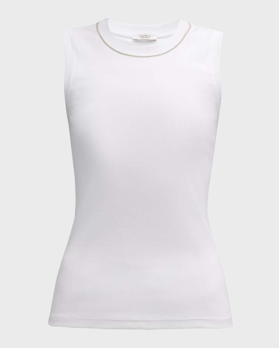 Ribbed Beaded Crewneck Tank
