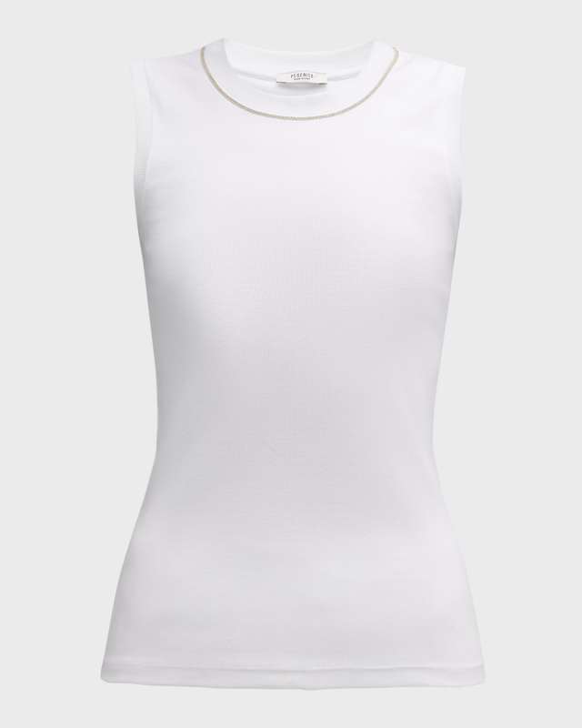 Ribbed Beaded Crewneck Tank