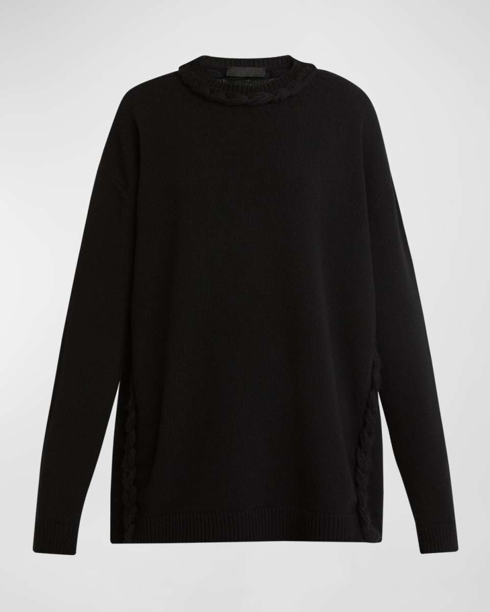 Knit Braids Oversized Crewneck Sweater